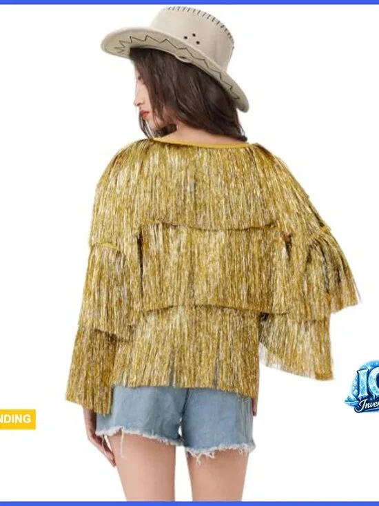 Sparkly Tinsel Fringe Jacket with Loose Fit for Festival Wear - Picture 3 of 6